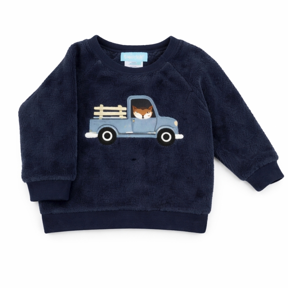 Navy Blue Kids Fleece Top with Truck Design